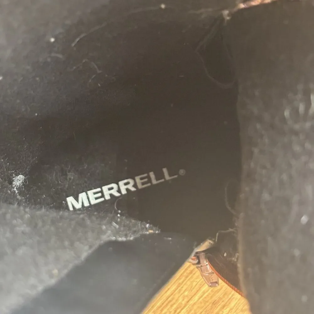 Merrell Women Snowcreek Tall Boots Sz‎ 8 Brown Leather  Waterproof Fur Trim 200g